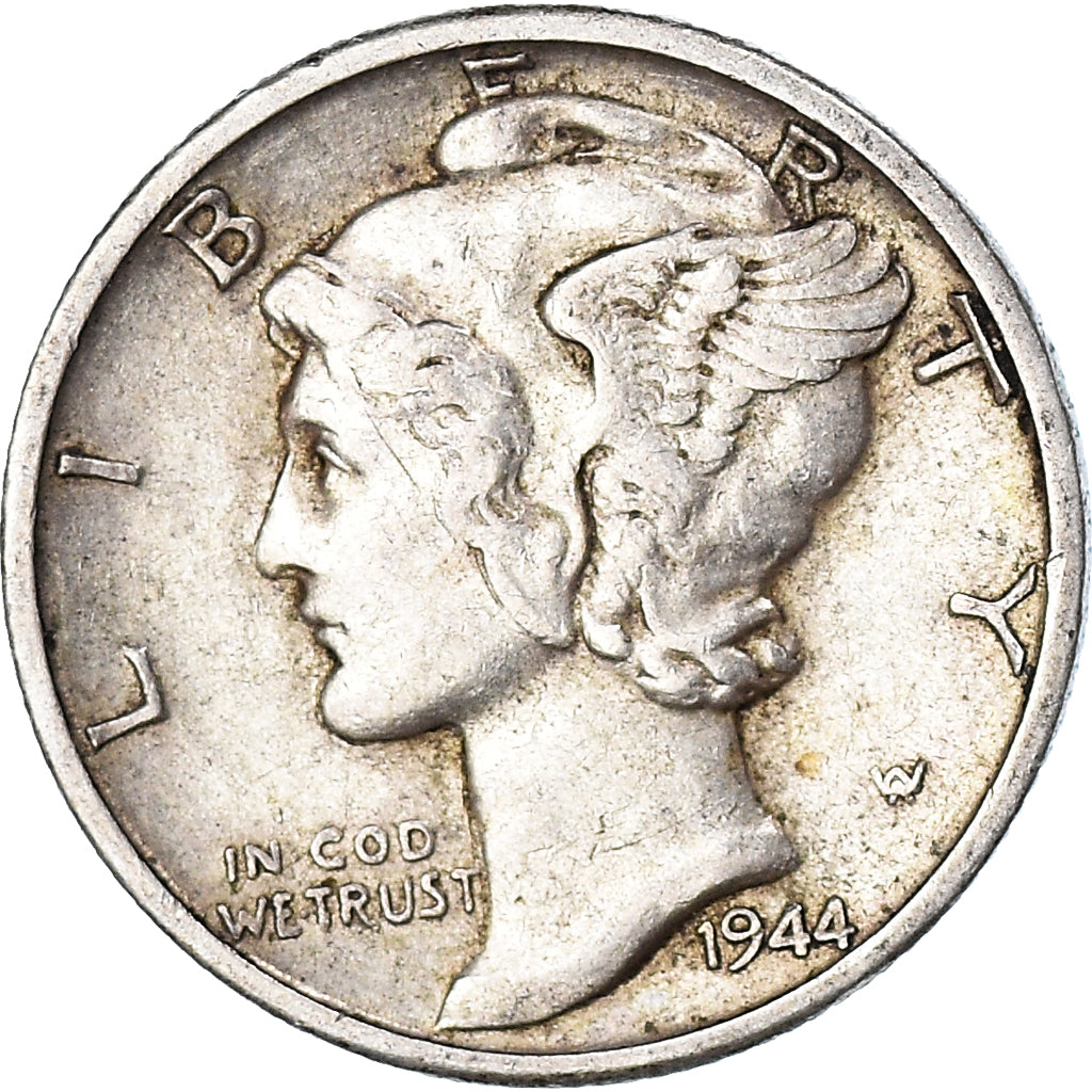 Coin, United States, Mercury Dime, Dime, 1944, U.S. Mint, Denver, EF(40-45)
