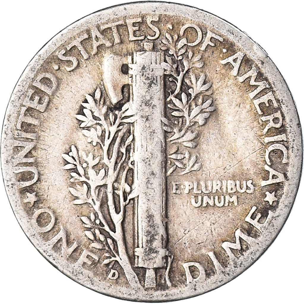 Monnaie, États-Unis, Mercury Dime, Dime, 1945, U.S. Mint, Denver, TB+, Argent