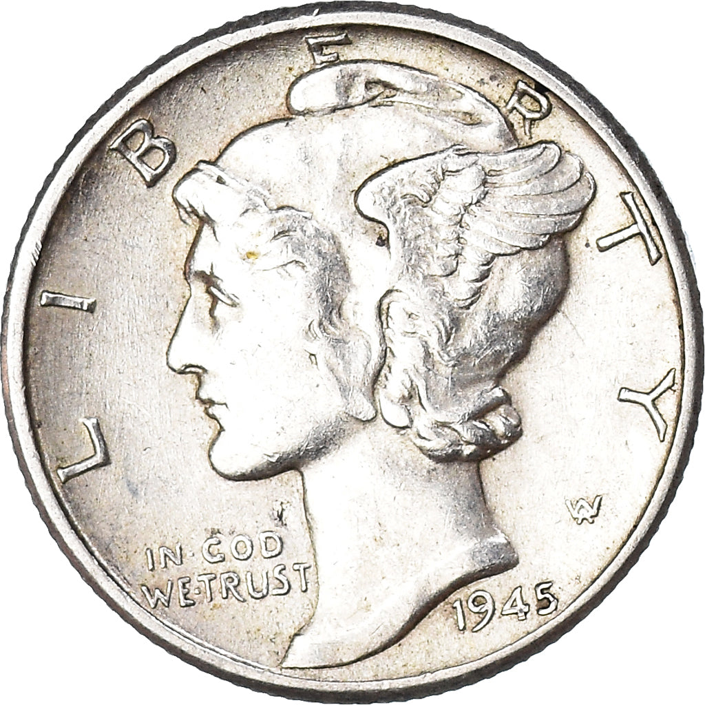 Münze, Vereinigte Staaten, Mercury Dime, Dime, 1945, U.S. Mint, Philadelphia