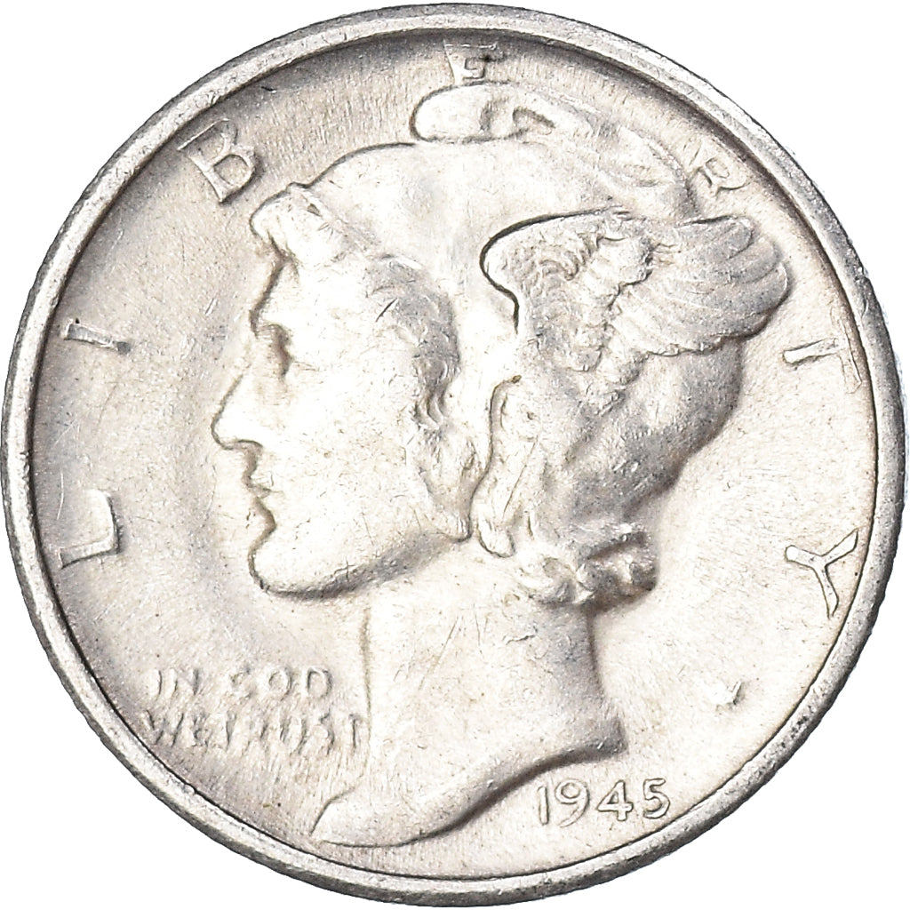 Coin, United States, Mercury Dime, Dime, 1945, U.S. Mint, San Francisco