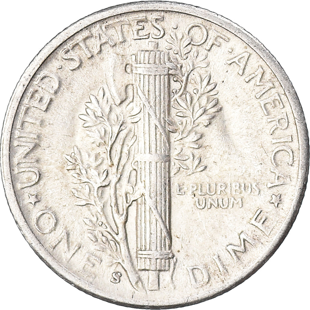 Coin, United States, Mercury Dime, Dime, 1945, U.S. Mint, San Francisco