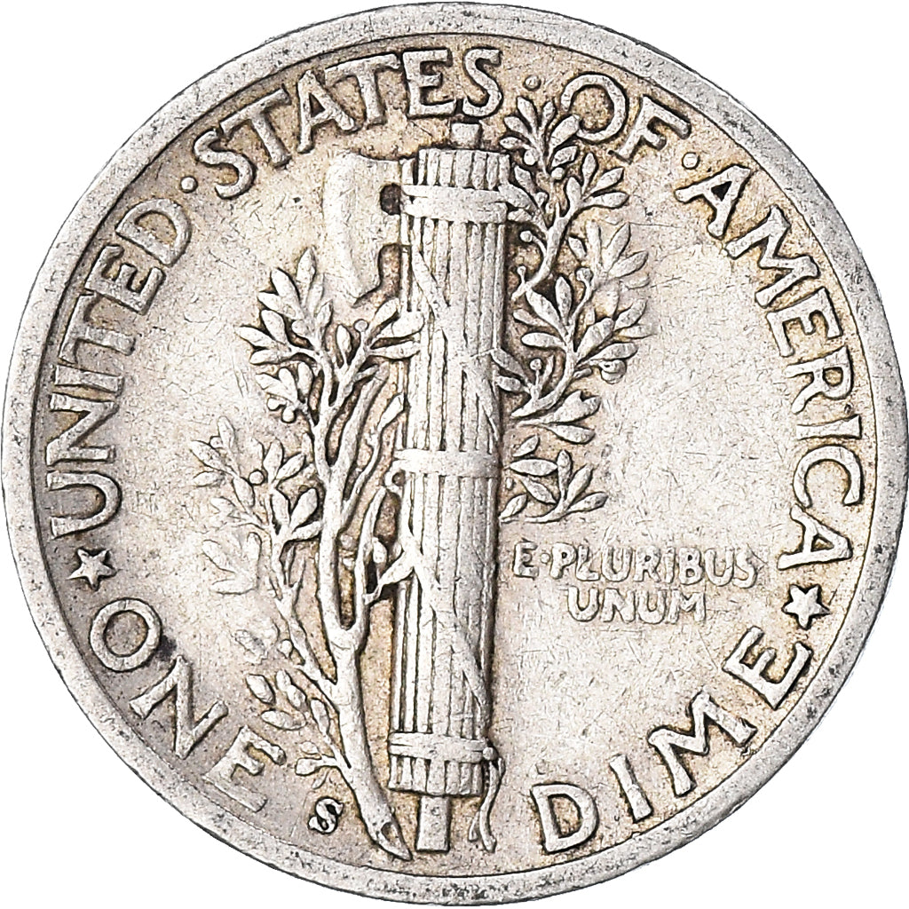 Coin, United States, Mercury Dime, Dime, 1943, U.S. Mint, San Francisco