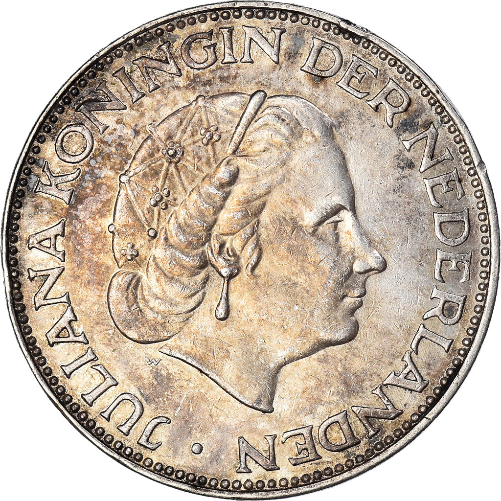 Coin, Netherlands, Juliana, 2-1/2 Gulden, 1960, AU(50-53), Silver, KM:185
