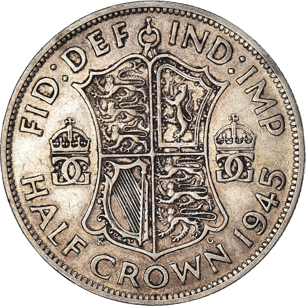 Coin, Great Britain, George VI, 1/2 Crown, 1945, EF(40-45), Silver, KM:856