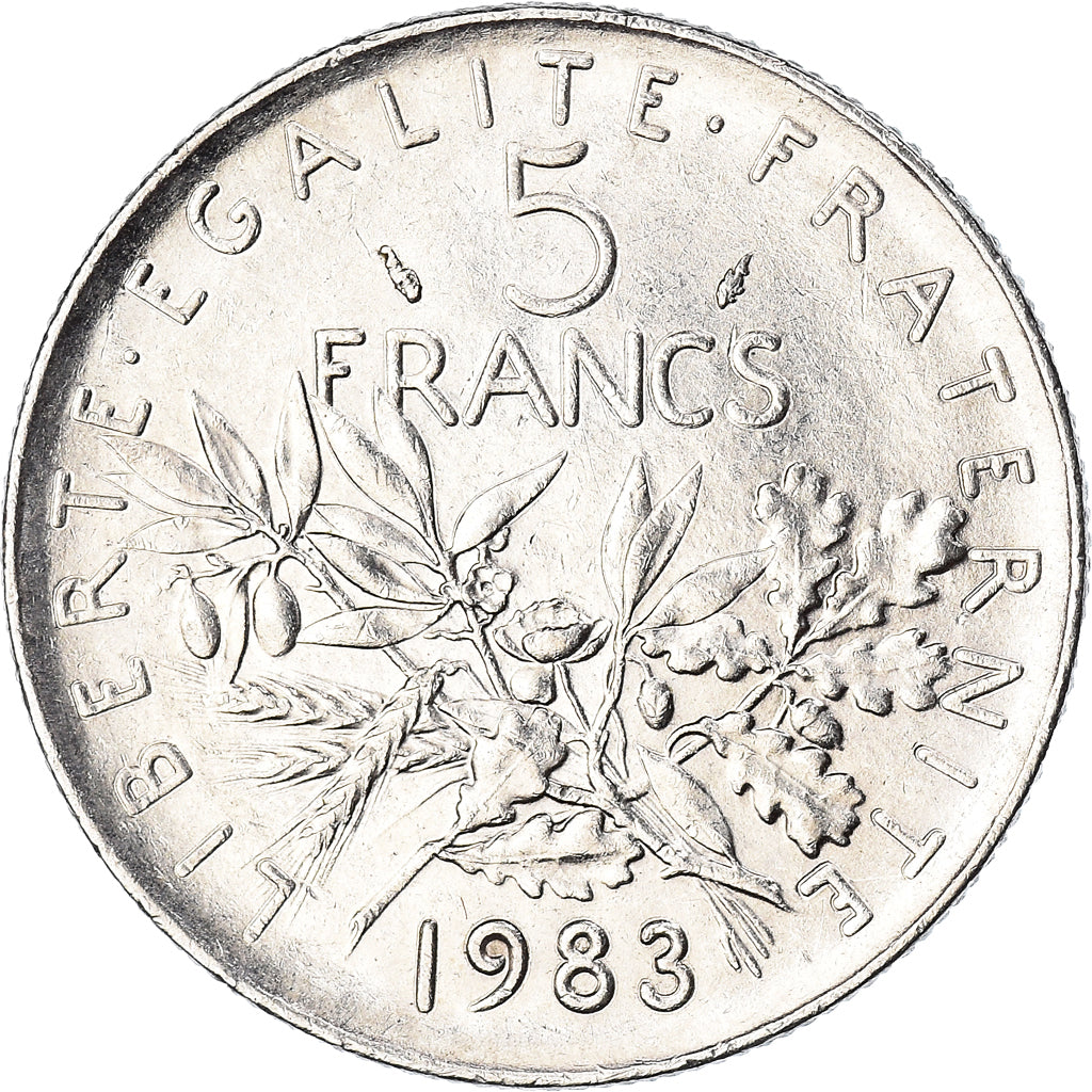 Moneta, Francia, Semeuse, 5 Francs, 1983, Paris, SPL, Nichel placcato