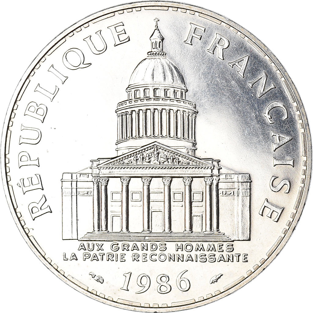 Moeda, França, Panthéon, 100 Francs, 1986, Paris, MS(63), Prata, KM:951.1