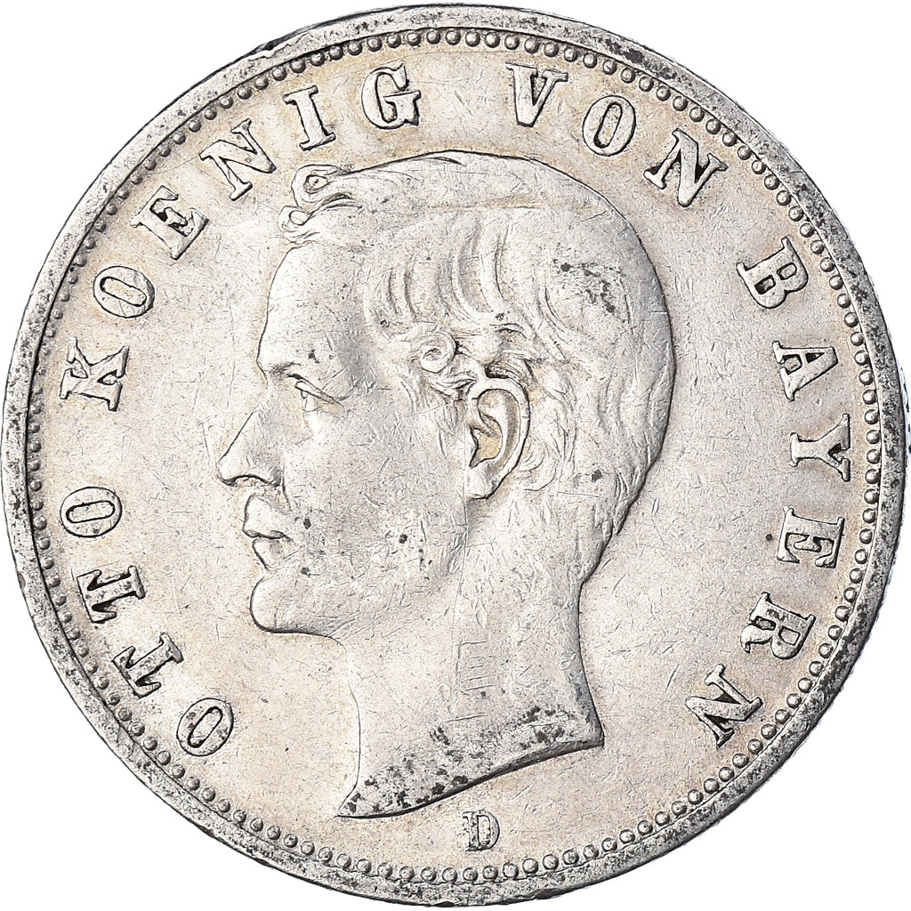 Coin, German States, BAVARIA, Otto, 2 Mark, 1900, Munich, AU(50-53), Silver