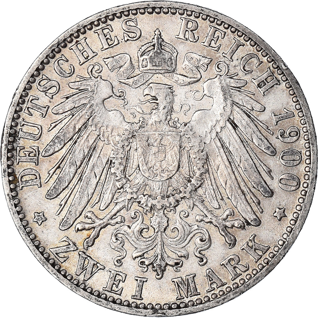 Coin, German States, BAVARIA, Otto, 2 Mark, 1900, Munich, AU(50-53), Silver