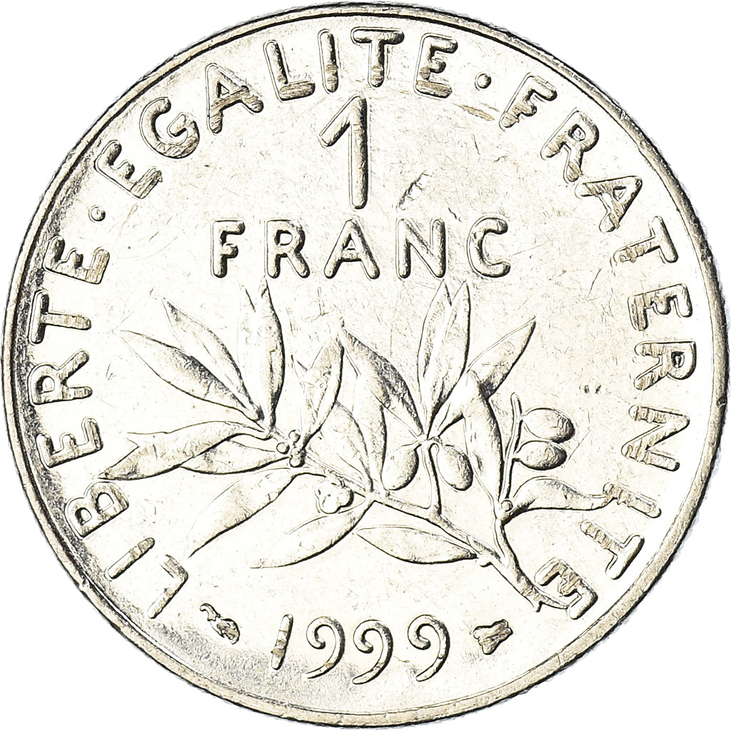 Coin, France, Semeuse, Franc, 1999, Paris, O.Roty, MS(63), Nickel, KM:925.1