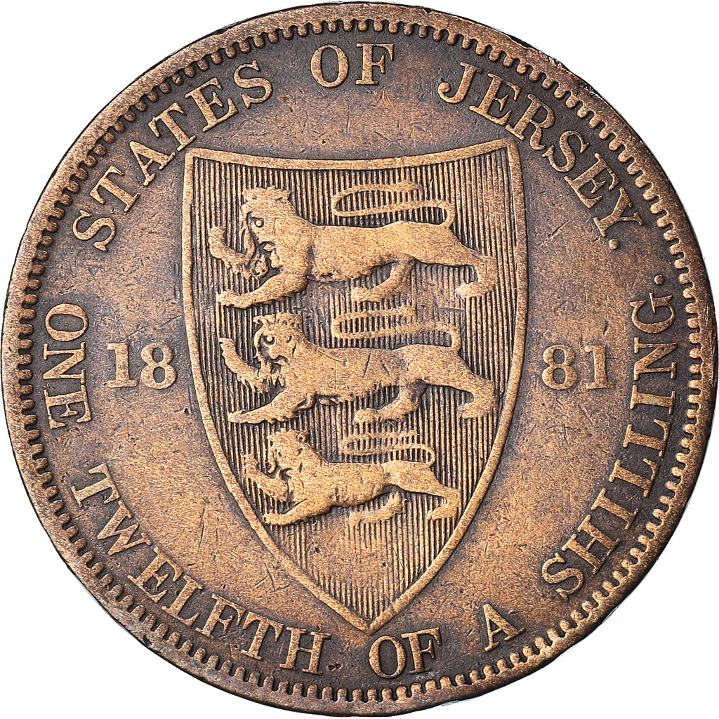 Monnaie, Jersey, Victoria, 1/12 Shilling, 1881, TTB, Bronze, KM:8