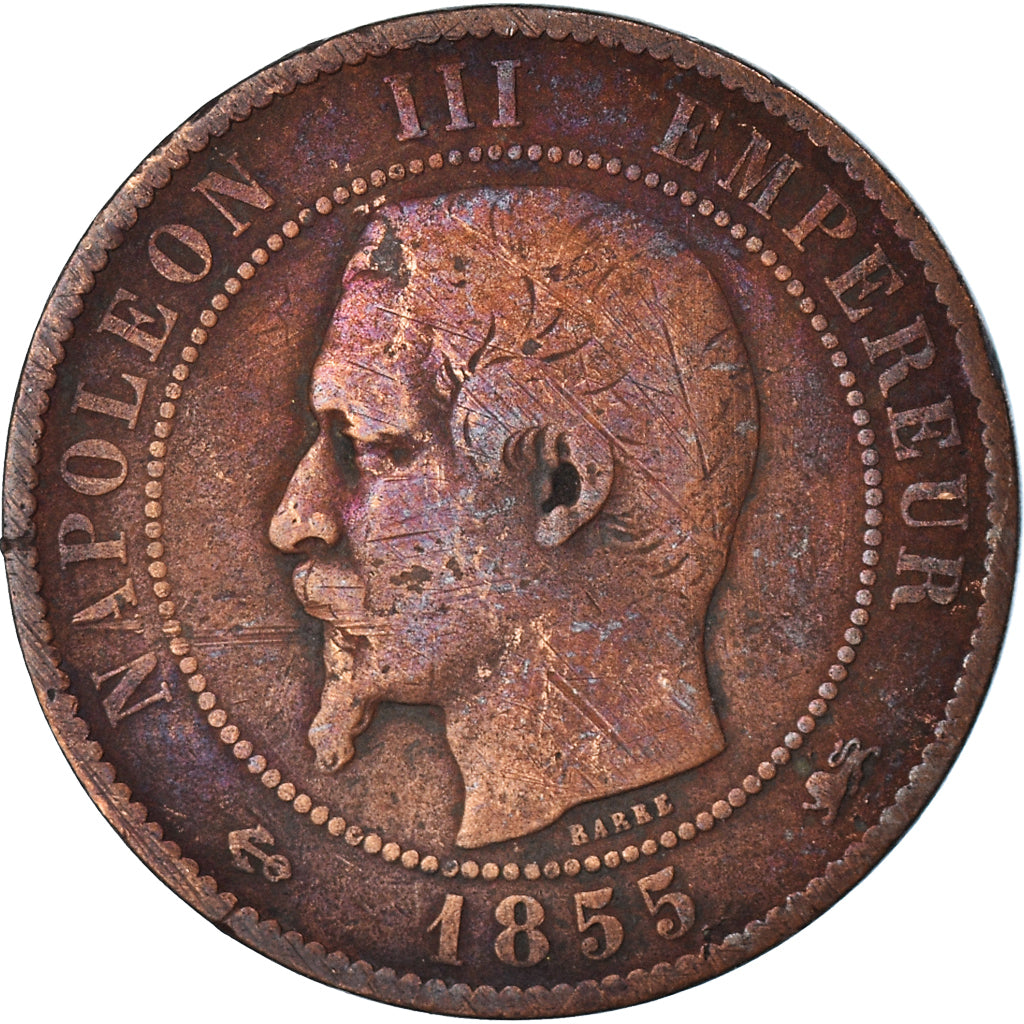 Munten, Frankrijk, Napoleon III, Napoléon III, 10 Centimes, 1855, Lyon, FR