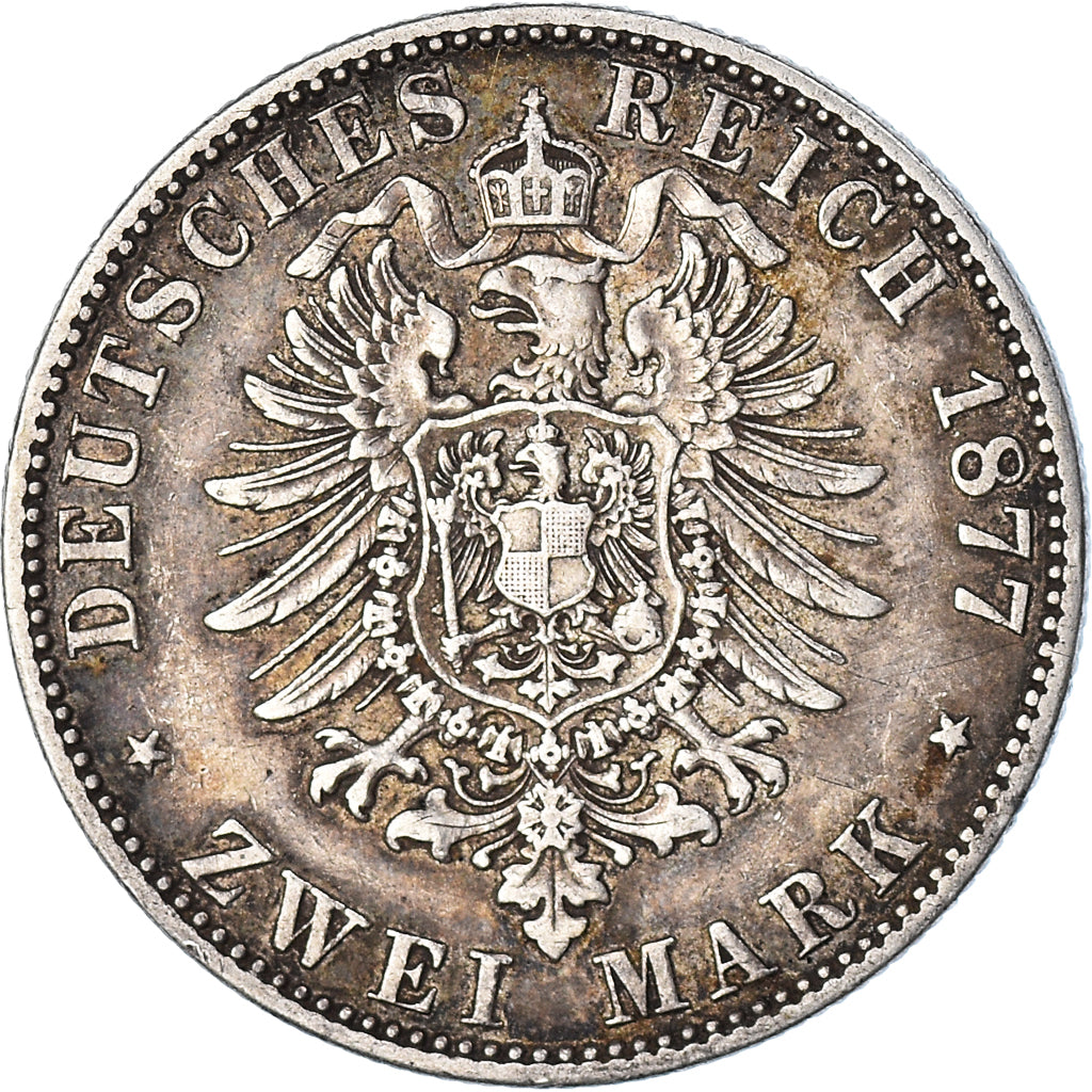 Coin, German States, PRUSSIA, Wilhelm I, 2 Mark, 1877, Berlin, EF(40-45)