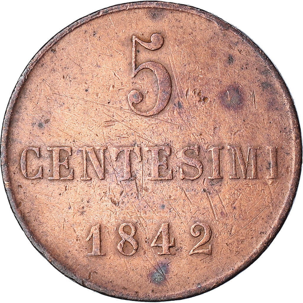 Coin, ITALIAN STATES, SARDINIA, Carlo Alberto, 5 Centesimi, 1842, Torino