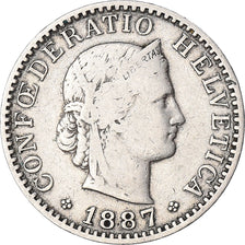 Coin, Switzerland, 20 Rappen, 1887, Bern, VF(20-25), Nickel, KM:29