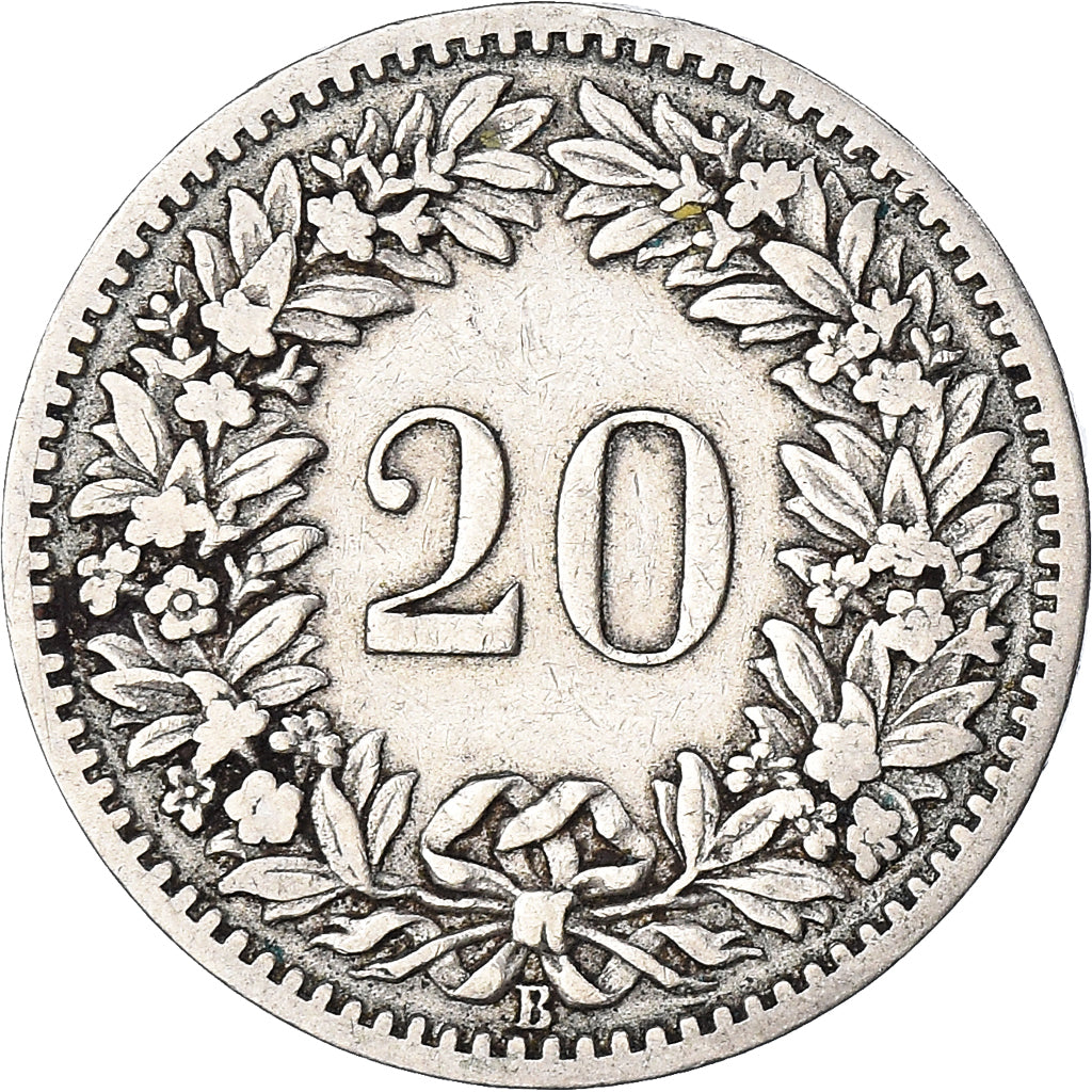 Coin, Switzerland, 20 Rappen, 1887, Bern, VF(20-25), Nickel, KM:29