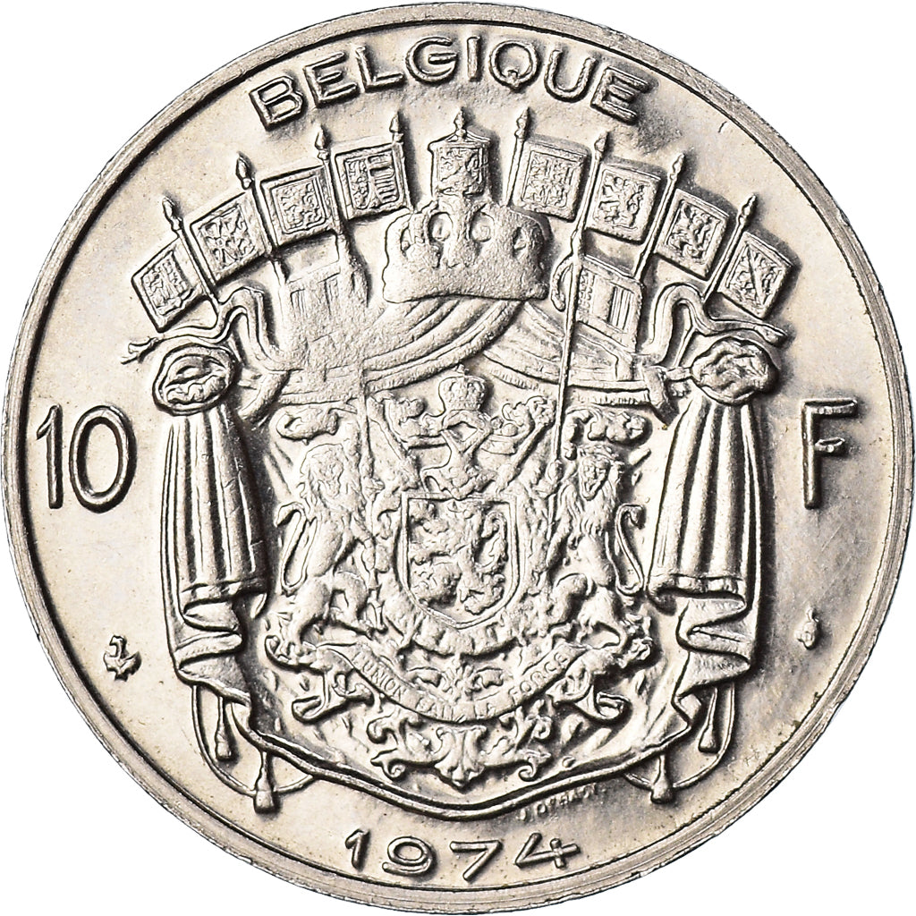 Moneda, Bélgica, 10 Francs, 10 Frank, 1974, Brussels, MBC+, Níquel, KM:155.1