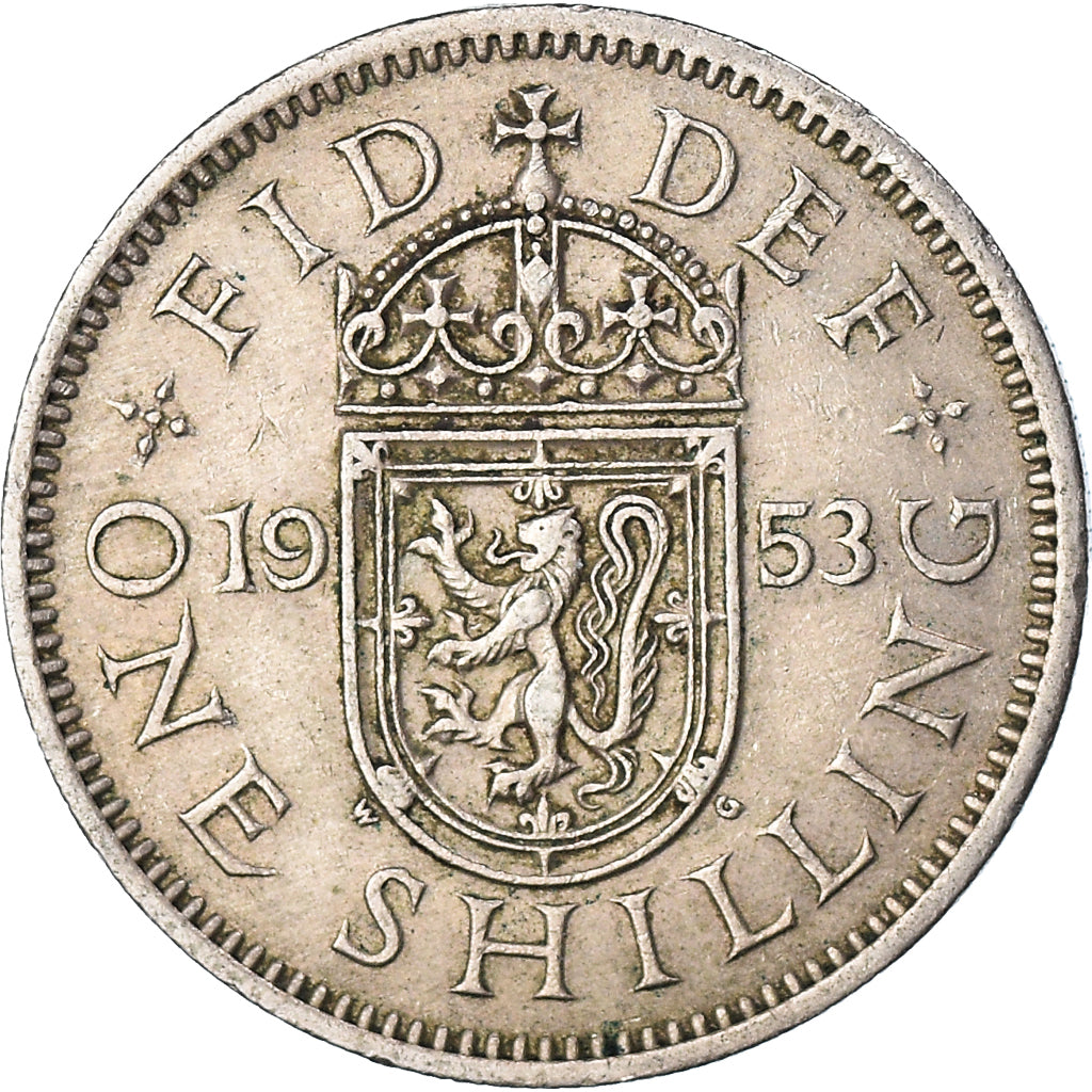 Coin, Great Britain, Elizabeth II, Shilling, 1953, VF(20-25), Copper-nickel