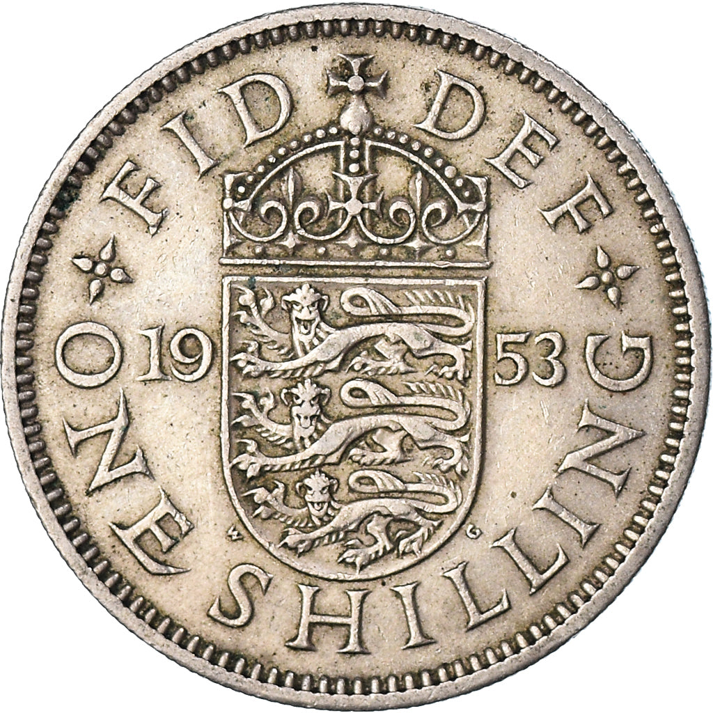 Coin, Great Britain, Elizabeth II, Shilling, 1953, VF(20-25), Copper-nickel