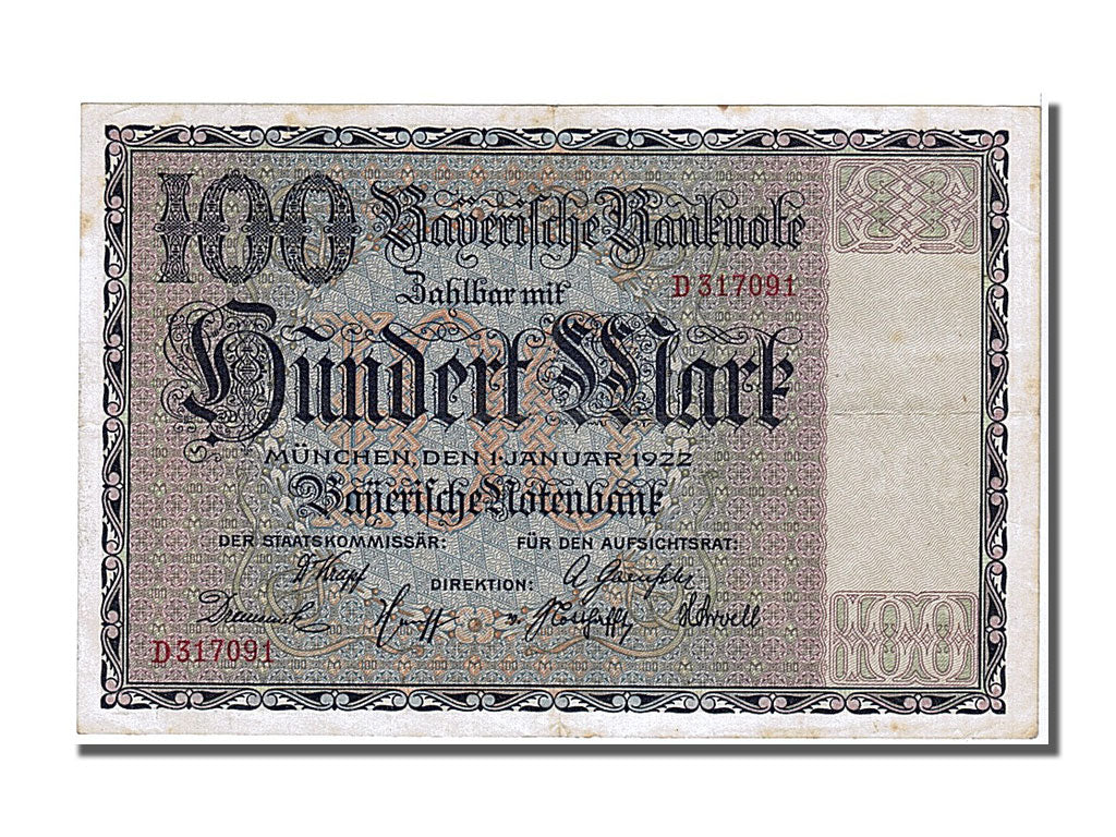 Allemagne, 100 Mark type Banque de Bavière