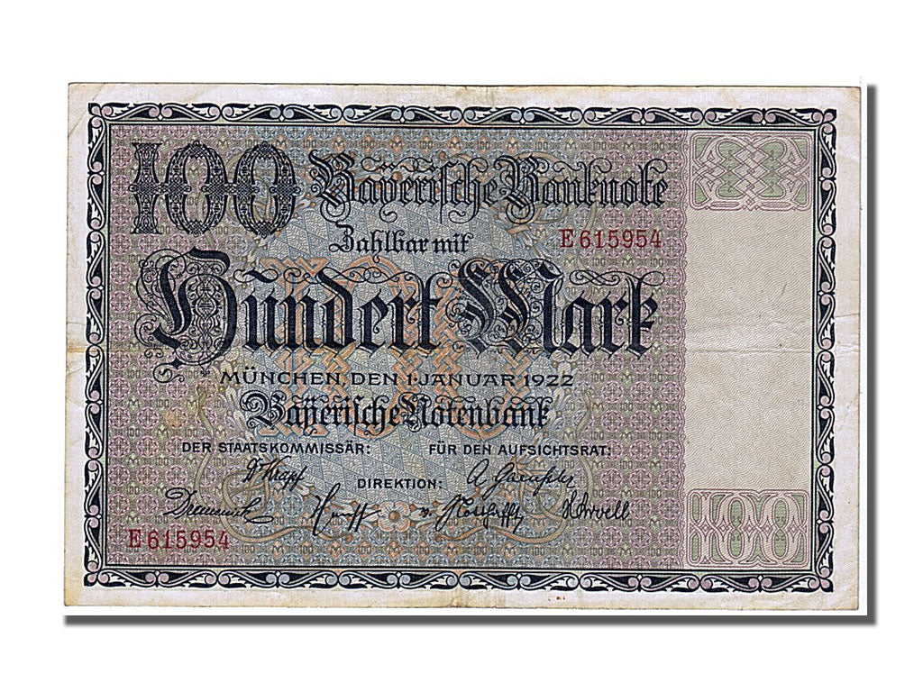 German States, 100 Mark, KM #S923, 1922-01-01, AU(55-58), E615954