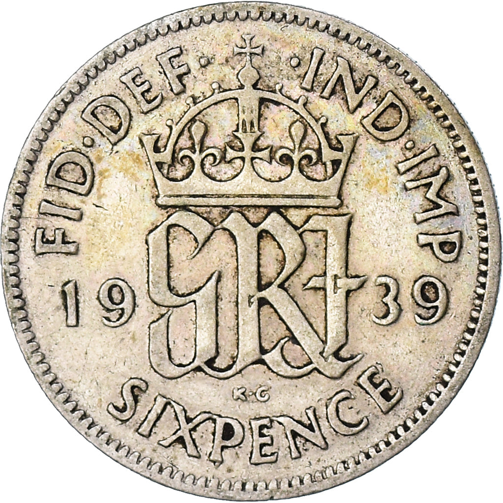 Coin, Great Britain, George V, 6 Pence, 1939, VF(30-35), Silver, KM:832