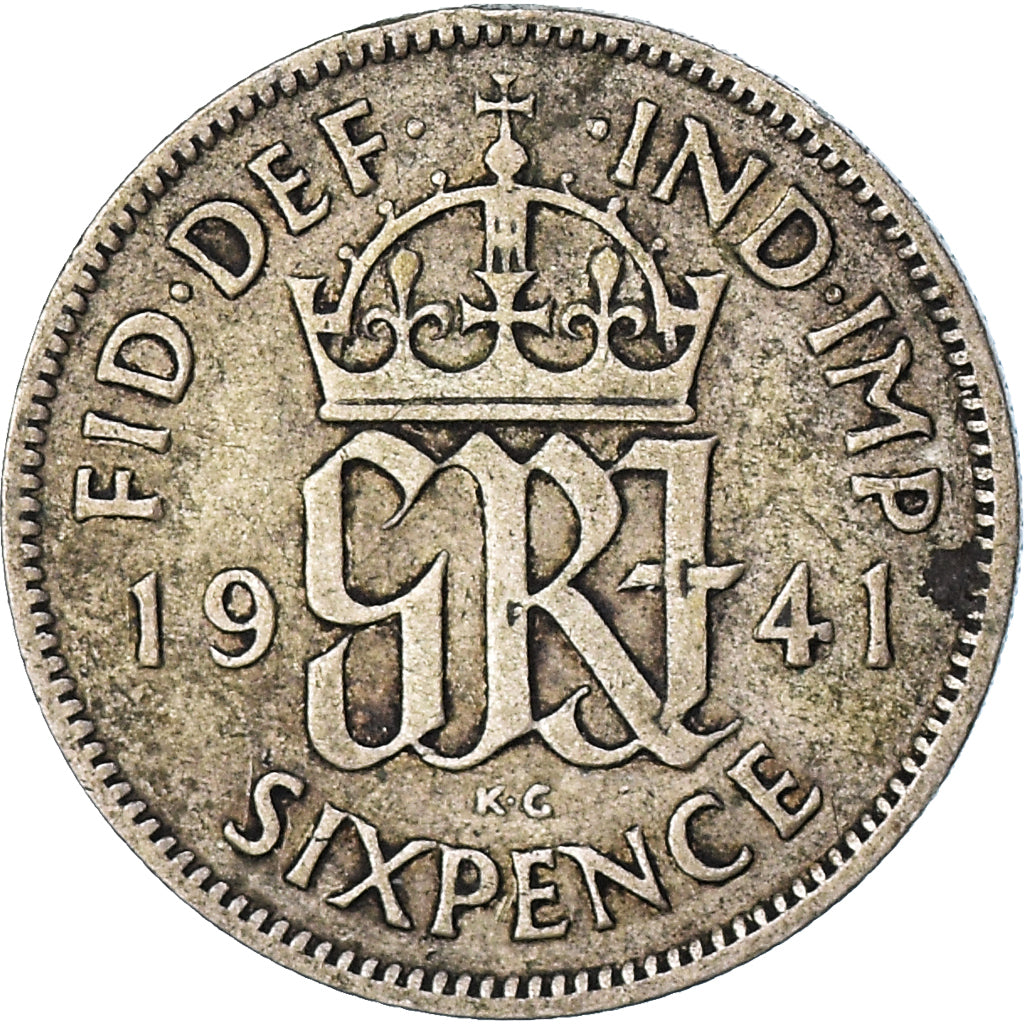 Coin, Great Britain, George VI, 6 Pence, 1941, VF(20-25), Silver, KM:852