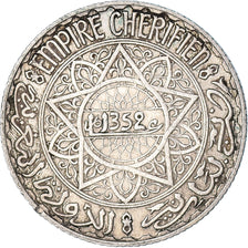 Coin, Morocco, Mohammed V, 5 Francs, AH 1352/1933, Paris, EF(40-45), Silver