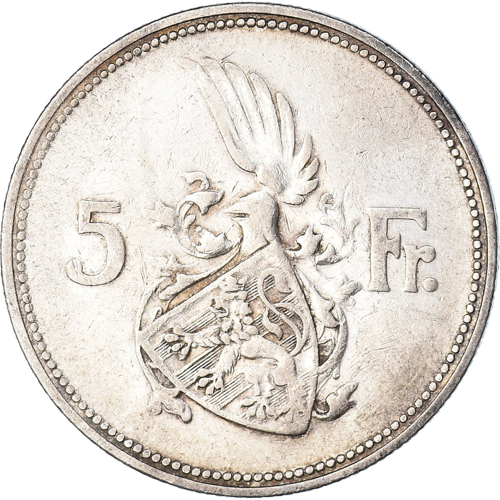 Coin, Luxembourg, Charlotte, 5 Francs, 1929, EF(40-45), Silver, KM:38