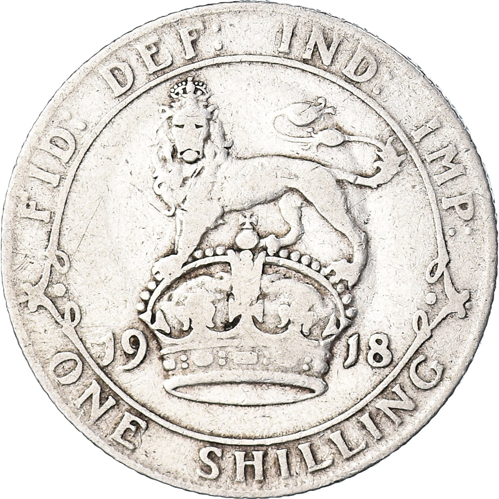 Coin, Great Britain, George V, Shilling, 1918, VF(30-35), Silver, KM:816