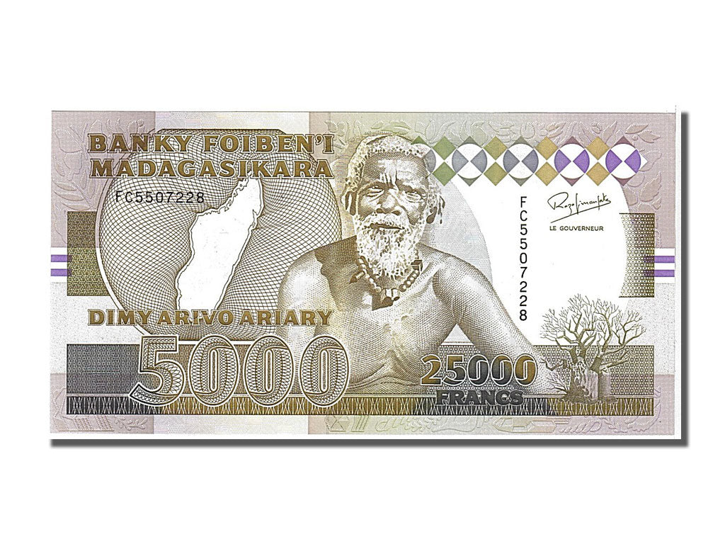 Madagascar, 25,000 Francs = 5000 Ariary, 1993, FDS