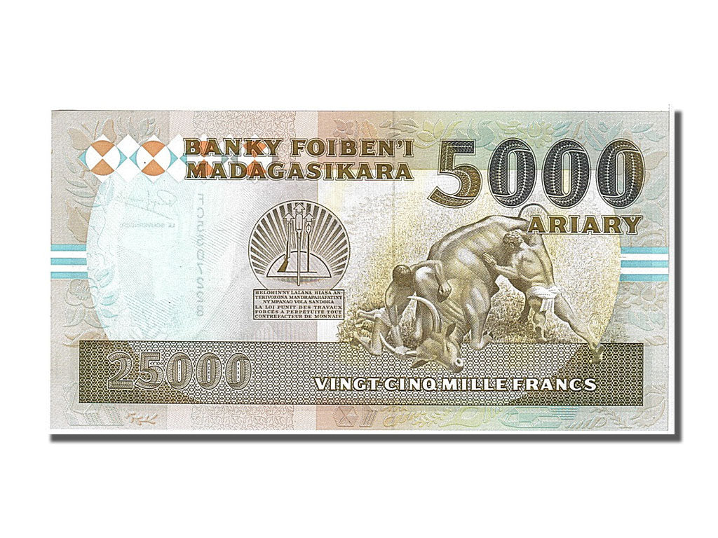 Madagascar, 25,000 Francs = 5000 Ariary, 1993, FDS