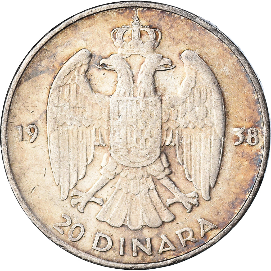 Coin, Yugoslavia, Petar II, 20 Dinara, 1938, EF(40-45), Silver, KM:23