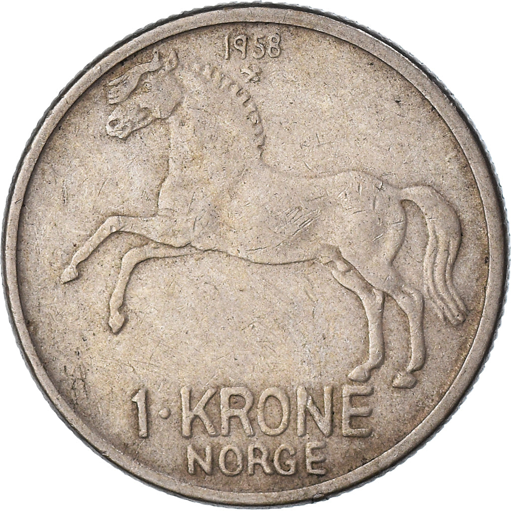 Coin, Norway, Olav V, Krone, 1958, EF(40-45), Copper-nickel, KM:409
