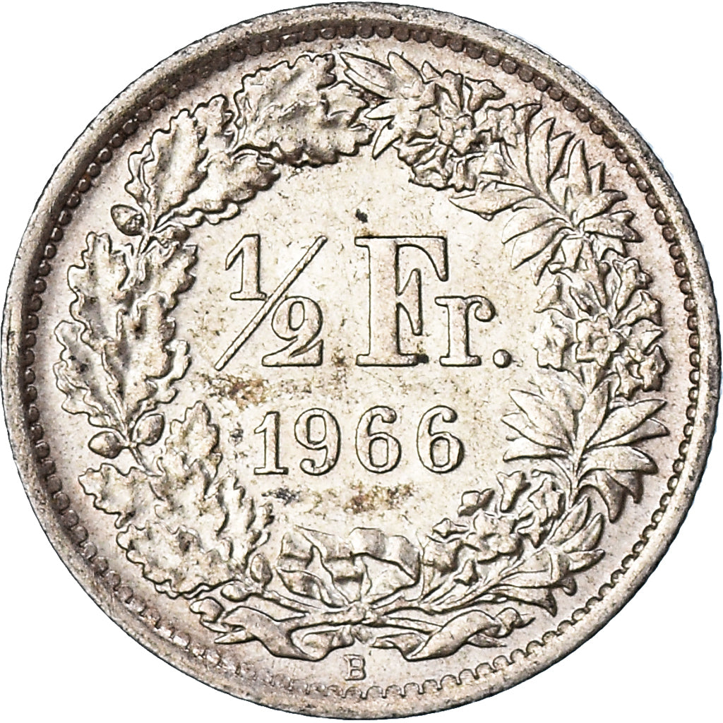 Coin, Switzerland, 1/2 Franc, 1966, Bern, AU(50-53), Silver, KM:23
