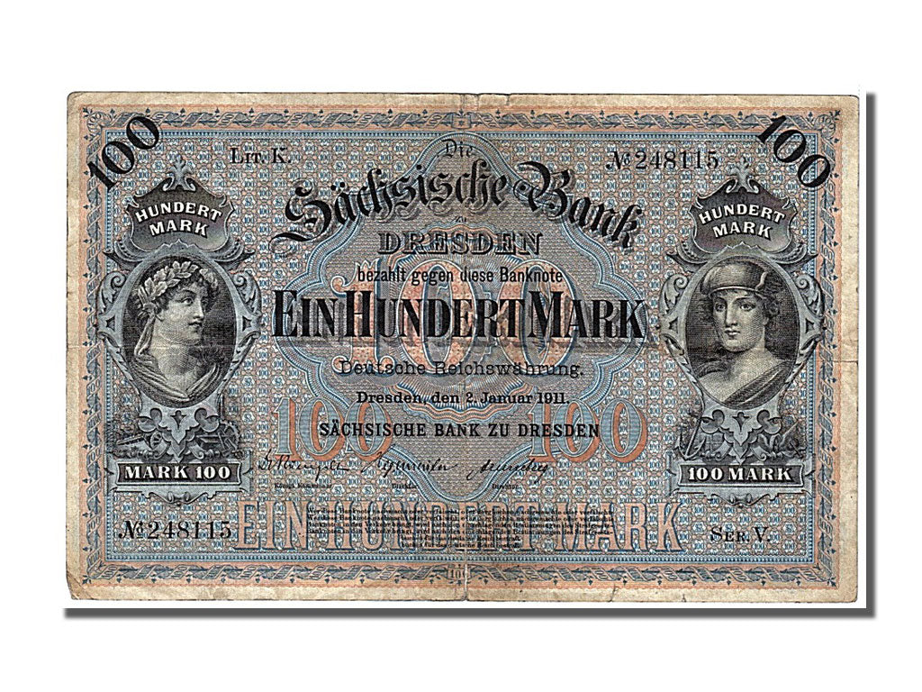Banknote, German States, 100 Mark, 1911, 1911-01-02, EF(40-45)