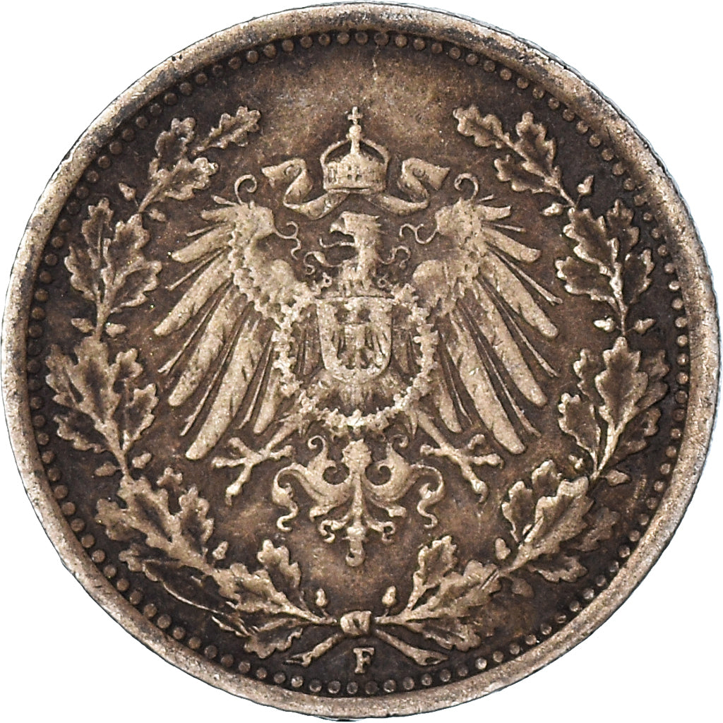Coin, German States, 1/2 Mark, 1918, Stuttgart, EF(40-45), Silver, KM:17