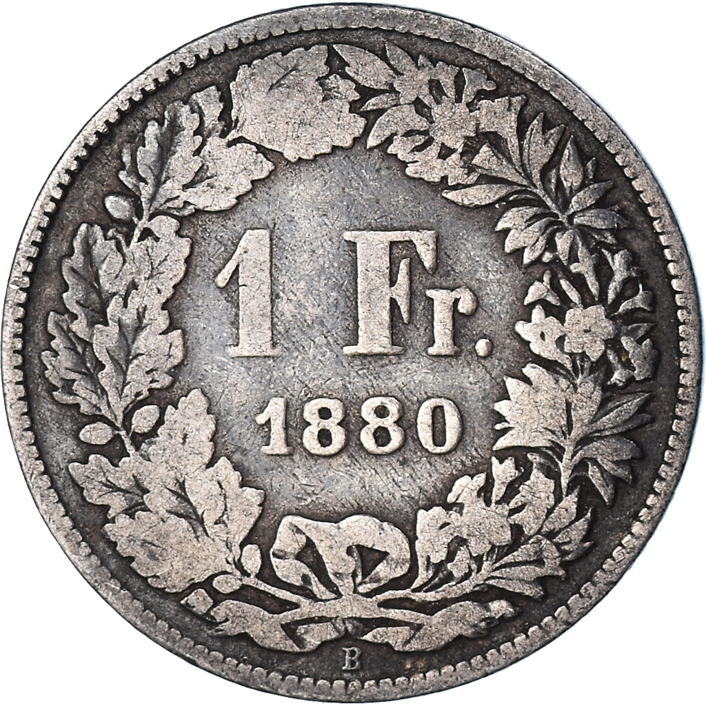 Coin, Switzerland, Franc, 1880, Bern, VF(20-25), Silver, KM:24