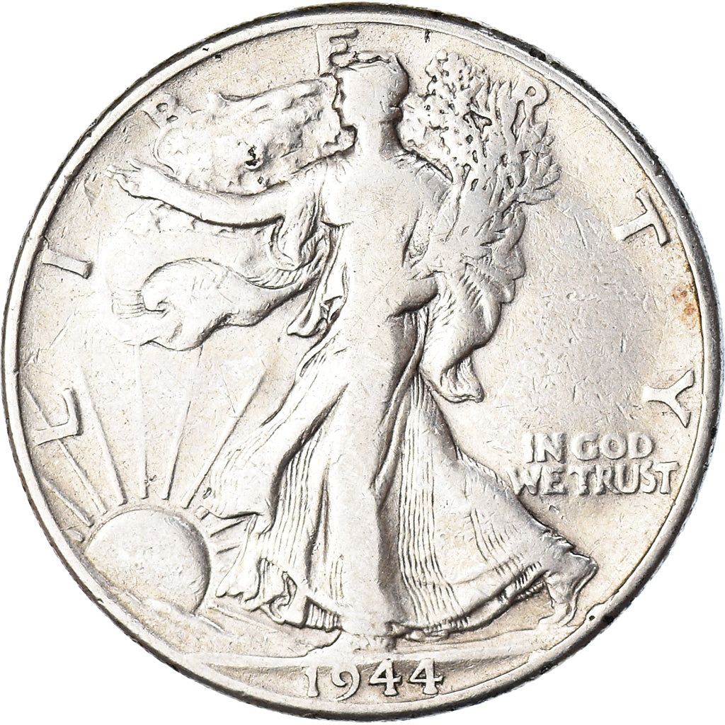 Coin, United States, Walking Liberty Half Dollar, Half Dollar, 1944, U.S. Mint