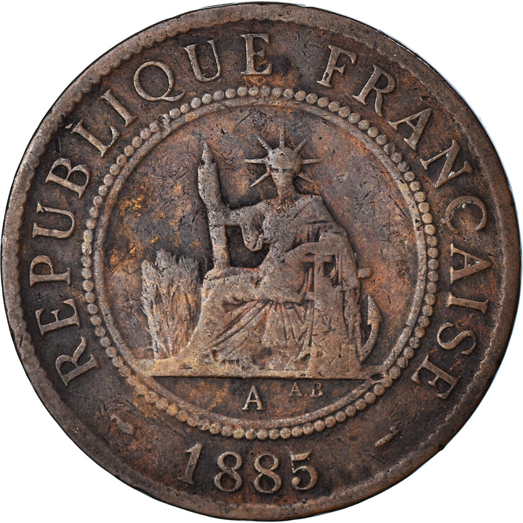 Coin, FRENCH INDO-CHINA, Cent, 1885, Paris, VF(30-35), Bronze, KM:1, Lecompte:37