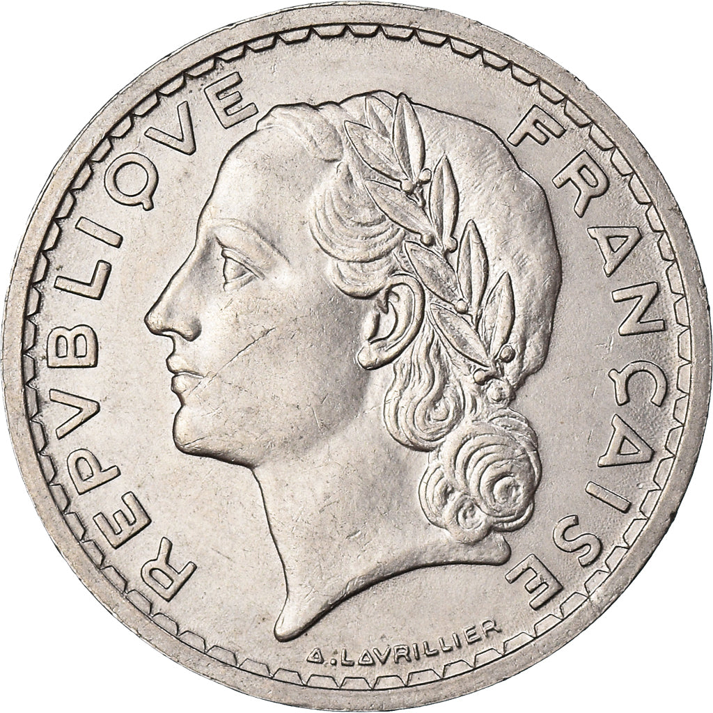 Moneta, Francja, Lavrillier, 5 Francs, 1938, Paris, EF(40-45), Nikiel, KM:888