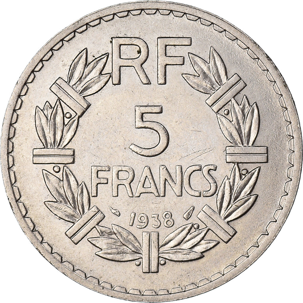 Moneta, Francja, Lavrillier, 5 Francs, 1938, Paris, EF(40-45), Nikiel, KM:888
