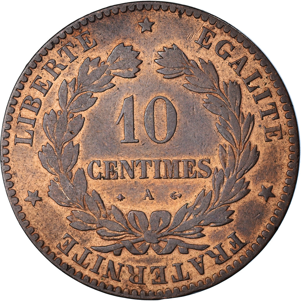 Moeda, França, Cérès, 10 Centimes, 1872, Paris, VF(30-35), Bronze, KM:815.1