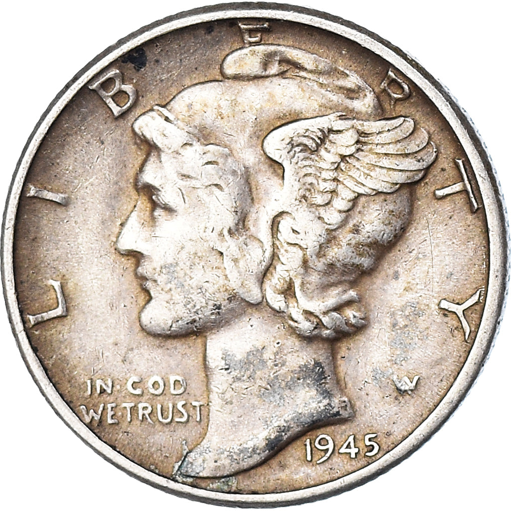 Moneda, Estados Unidos, Mercury Dime, Dime, 1945, U.S. Mint, Philadelphia, MBC