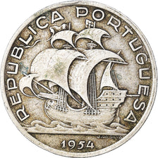 Coin, Portugal, 10 Escudos, 1954, VF(30-35), Silver, KM:586