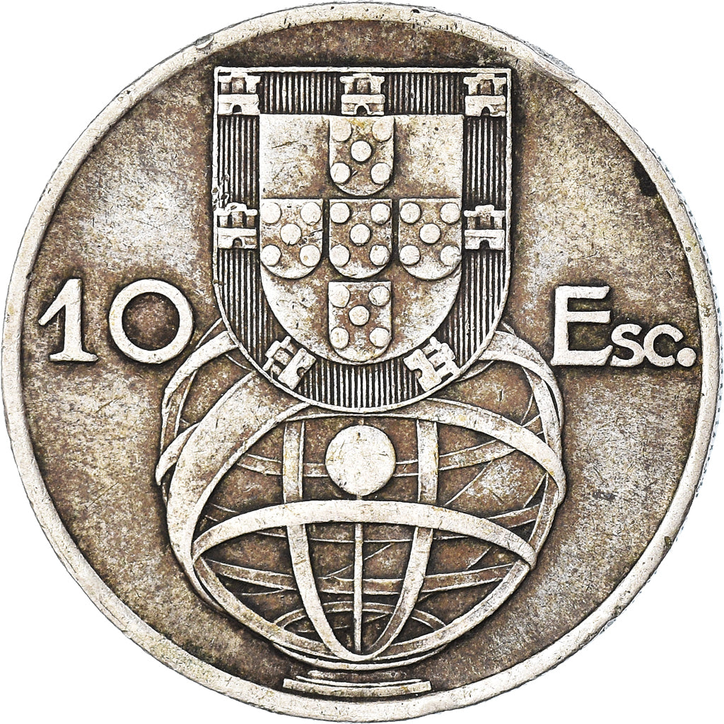 Coin, Portugal, 10 Escudos, 1954, VF(30-35), Silver, KM:586