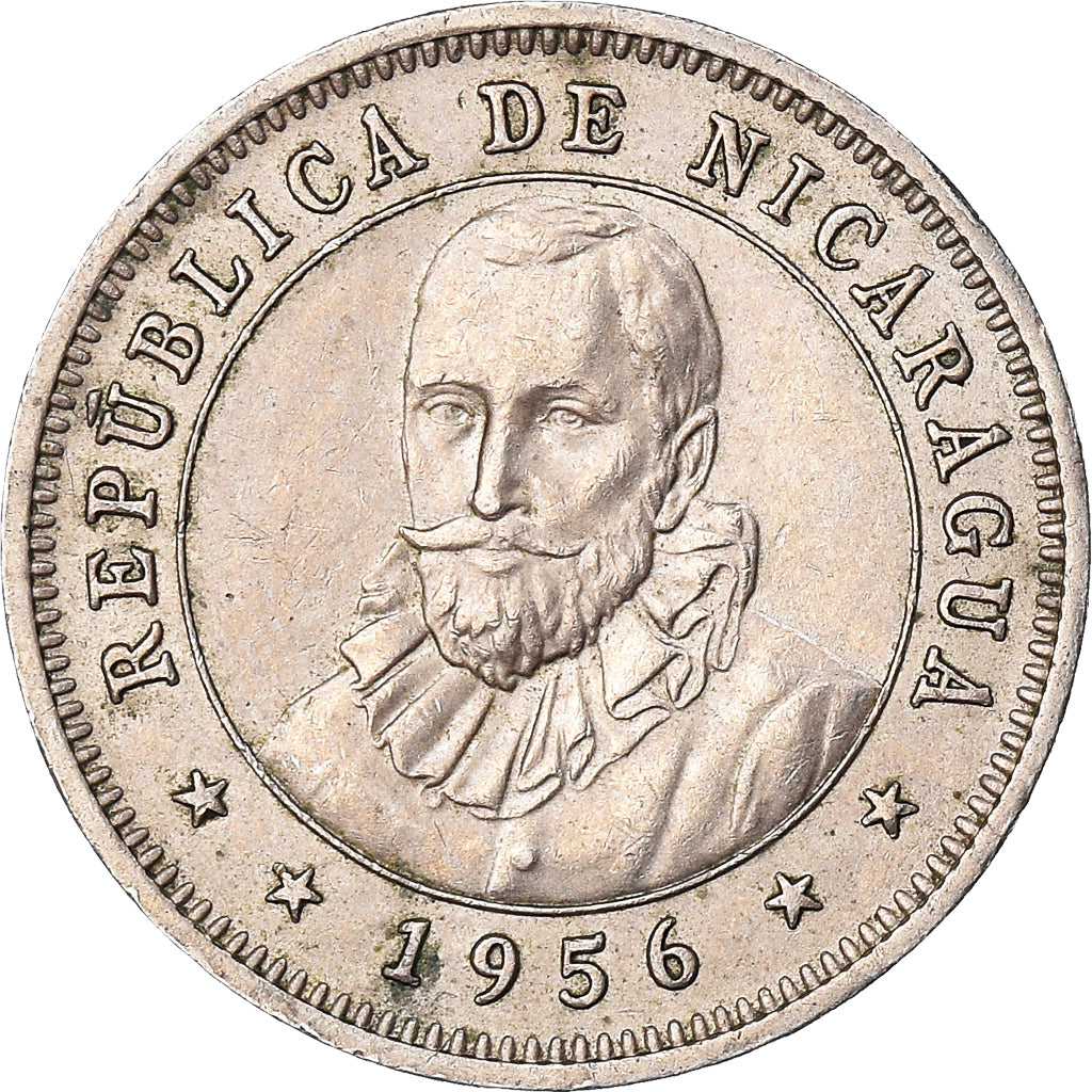 Moneta, Nicaragua, 25 Centavos, 1956, BB, Rame-nichel, KM:18.1