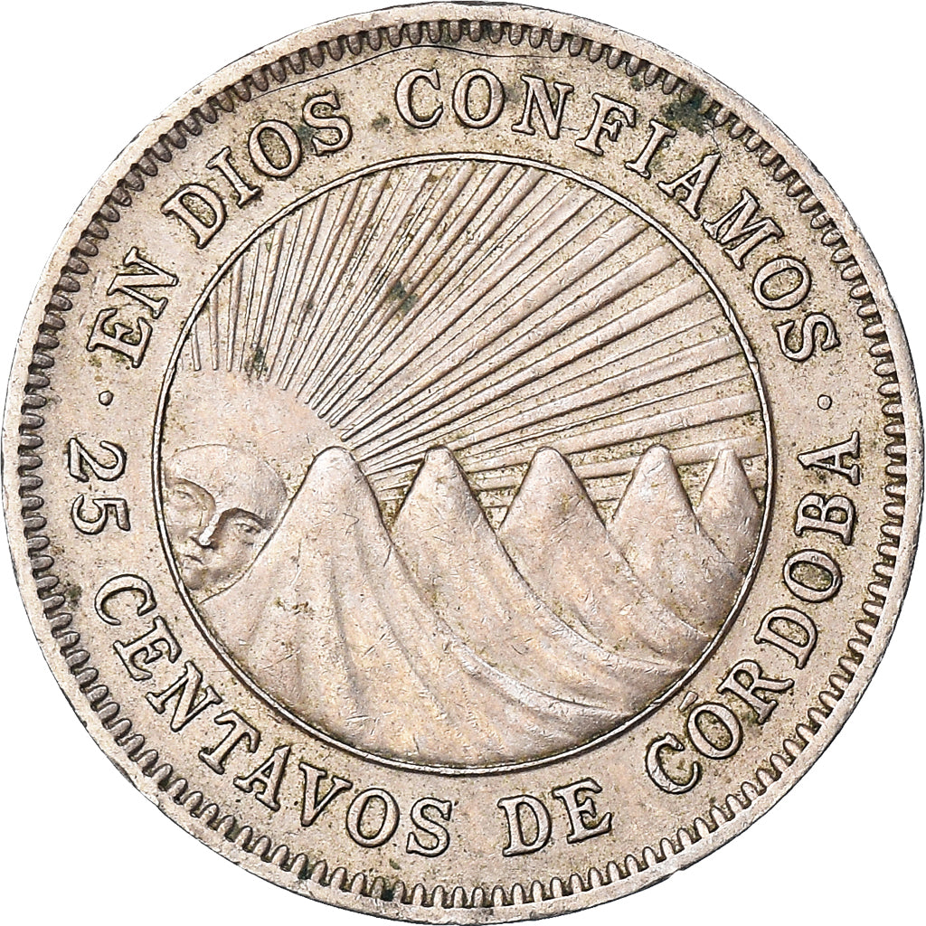 Moneta, Nicaragua, 25 Centavos, 1956, BB, Rame-nichel, KM:18.1