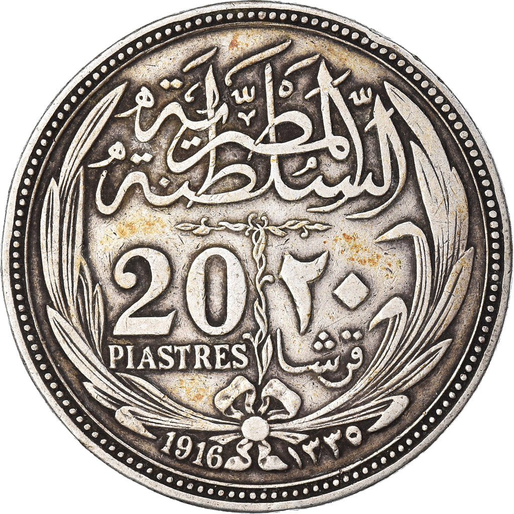 Coin, Egypt, Hussein Kamil, 20 Piastres, 1916, EF(40-45), Silver, KM:321