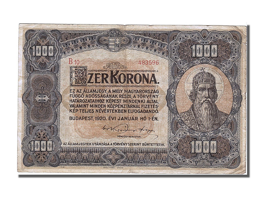 Hungary, 1000 Korona, 1920, KM #66a, 1920-01-01, EF(40-45), B10