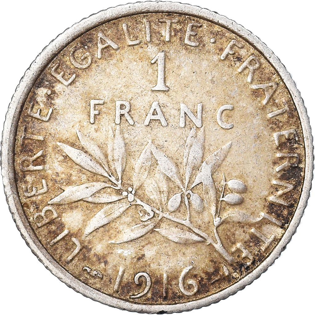 Moneda, Francia, Semeuse, Franc, 1916, Paris, 1 Franc, BC+, Plata, KM:844.1